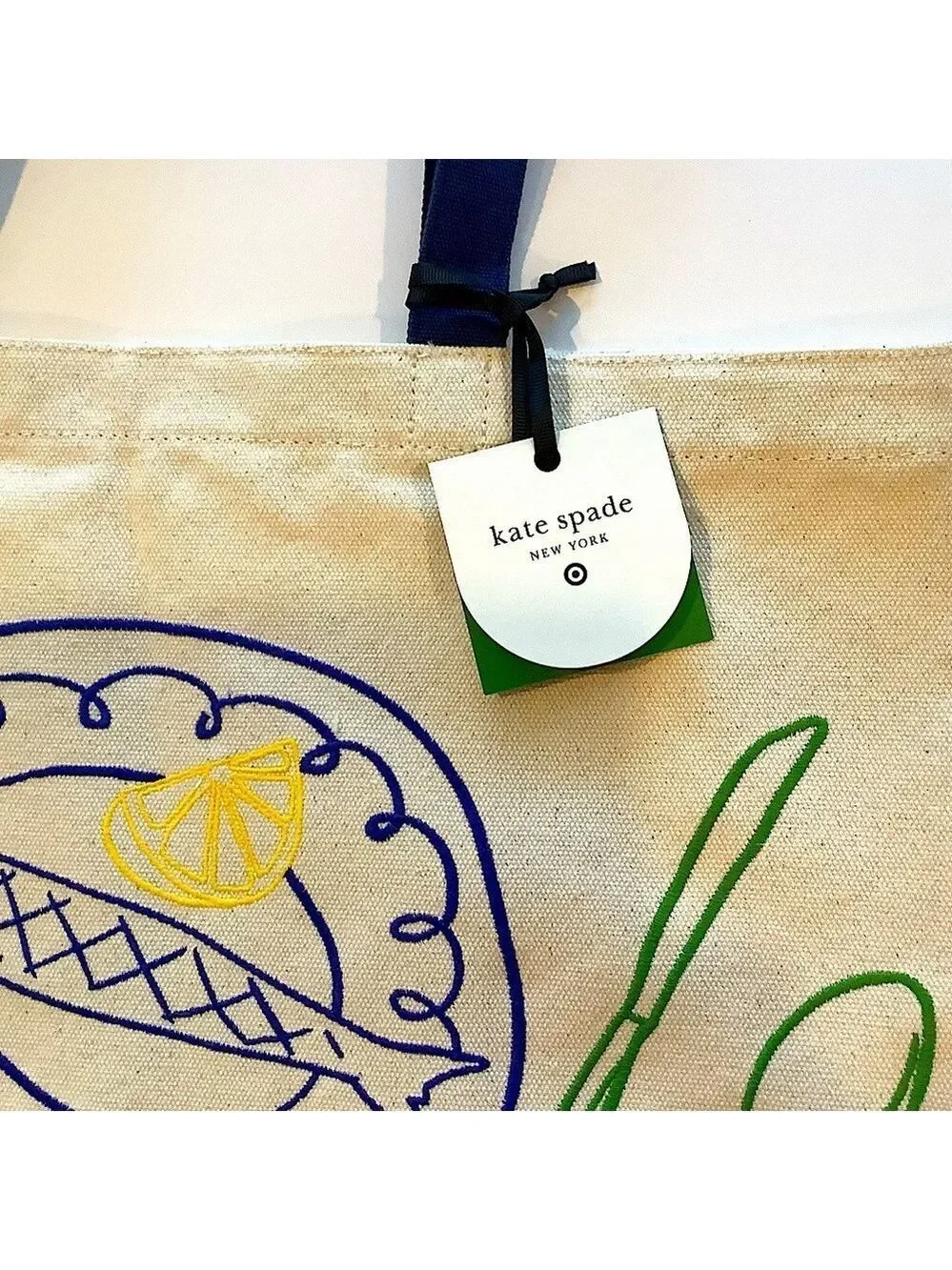 Kate Spade x Target Fish Embroidered Canvas Tote Bag New